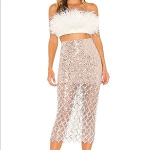 Bronx and Banco- feather top and sequined skirt